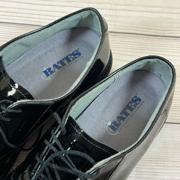 Bates Mens 11.5 D Black Oxfords Shoes High Gloss Lace Up Vibram Sole Duty Work - Picture 14 of 16